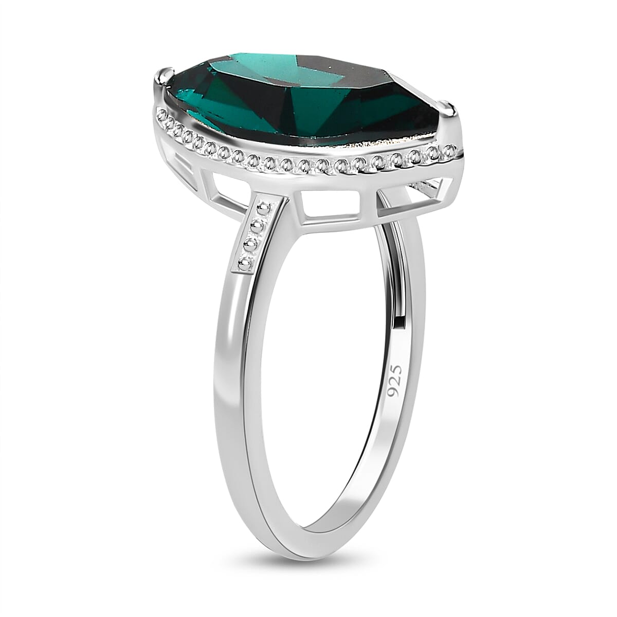 Emerald Austrian Crystal Ring in Sterling Silver