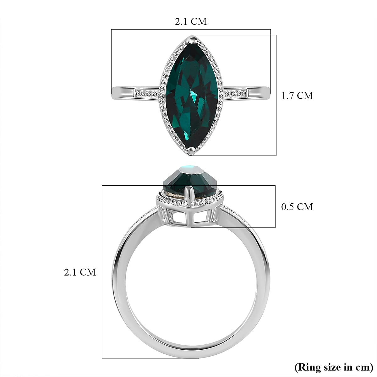 Emerald Austrian Crystal Ring in Sterling Silver