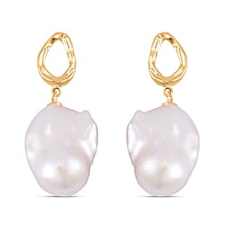 Multi Color Baroque Pearl Earrings in Yellow Gold Sterling Silver