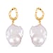 White Baroque Pearl Earrings in Yellow Gold Plated Sterling Silver