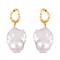Multi Color Baroque Pearl Earrings in Yellow Gold Sterling Silver