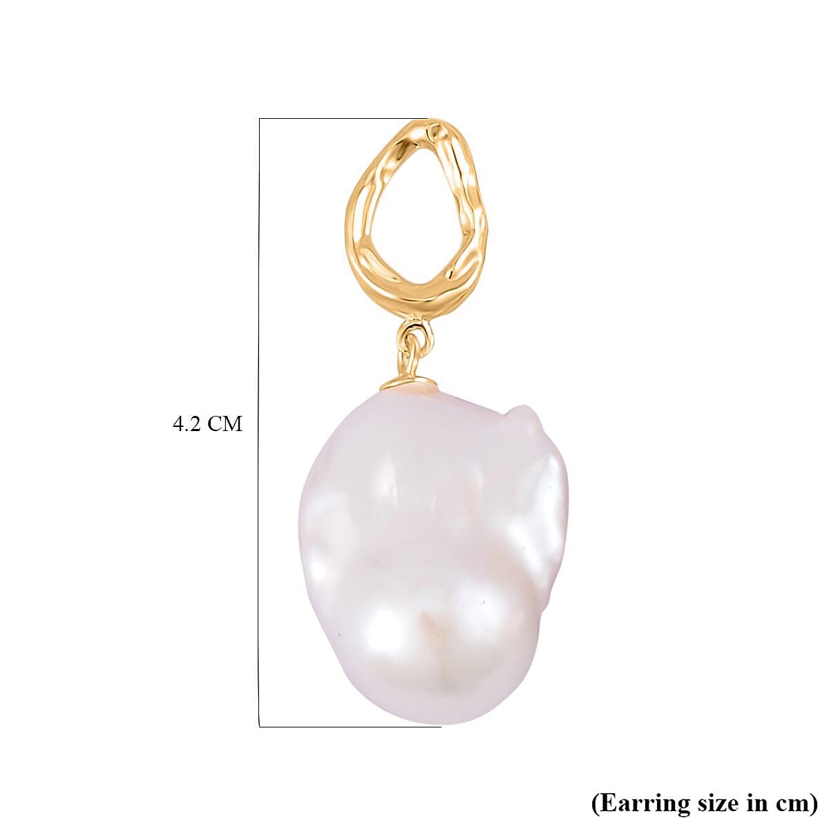 White Baroque Pearl Earrings in Yellow Gold Plated Sterling Silver