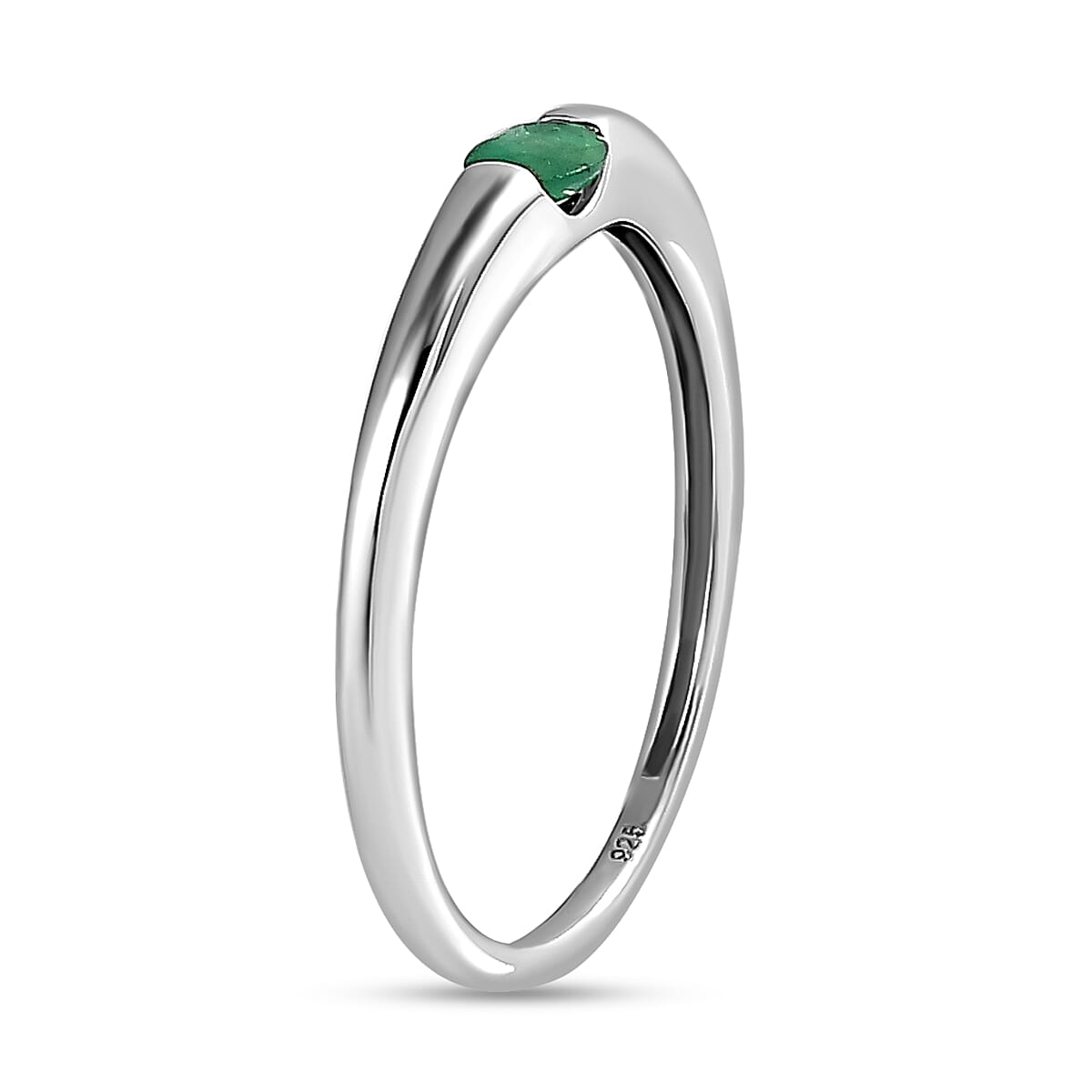 Royal Bali Collection - D'Joy Emerald Band Ring in Platinum Overlay Sterling Silver