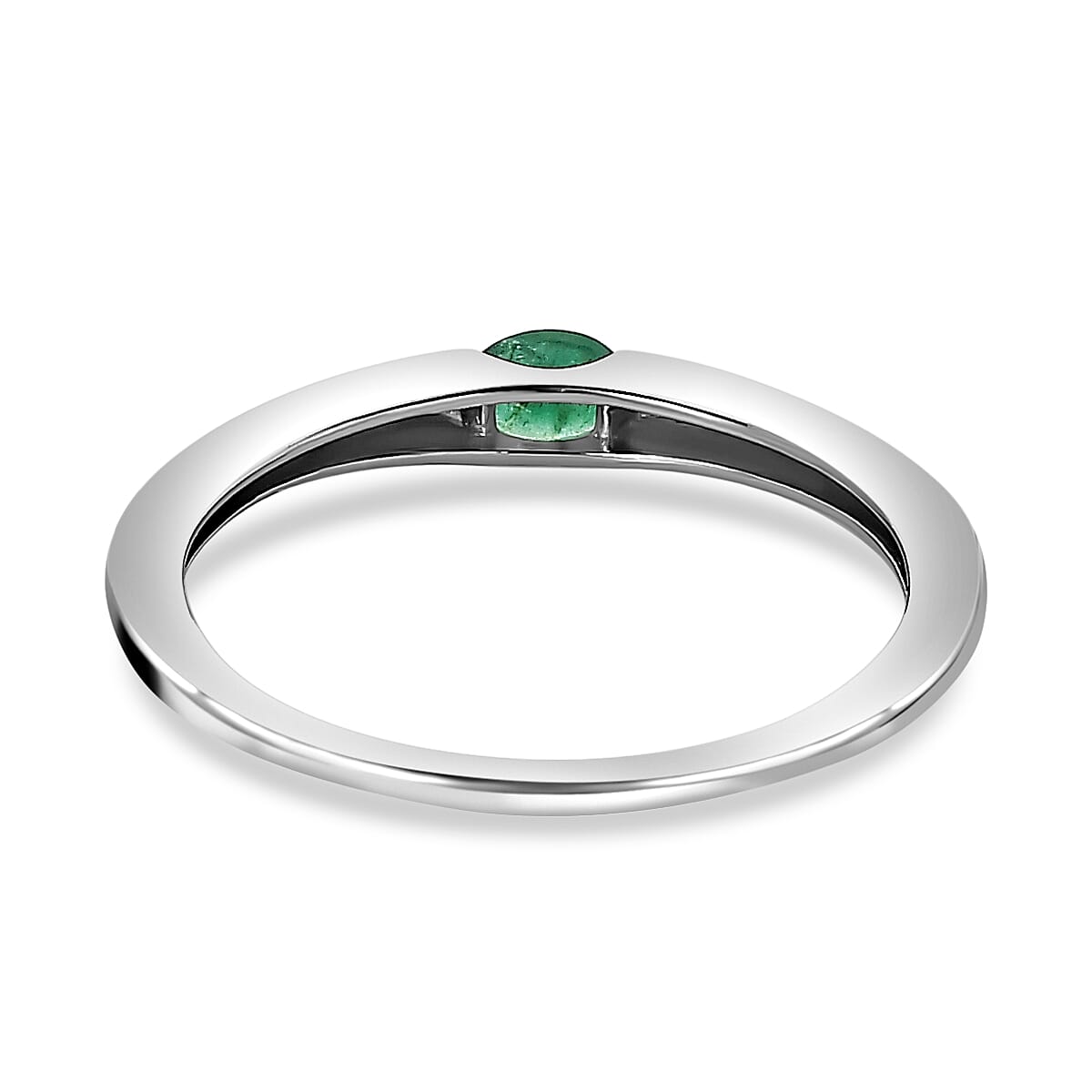 Royal Bali Collection - D'Joy Emerald Band Ring in Platinum Overlay Sterling Silver