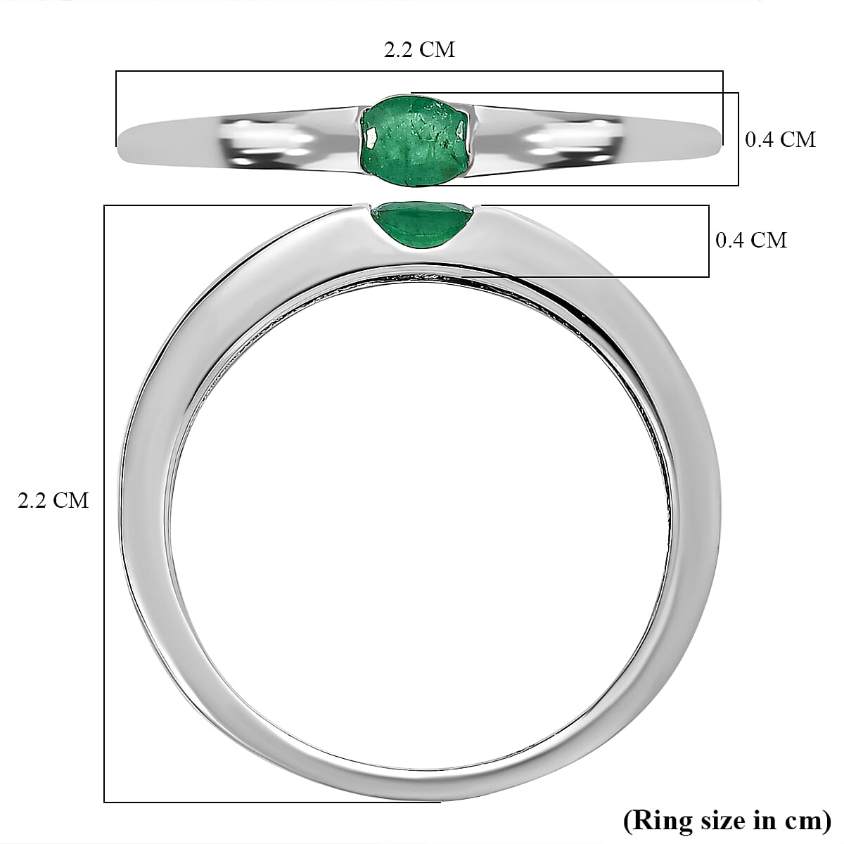 Royal Bali Collection - D'Joy Emerald Band Ring in Platinum Overlay Sterling Silver