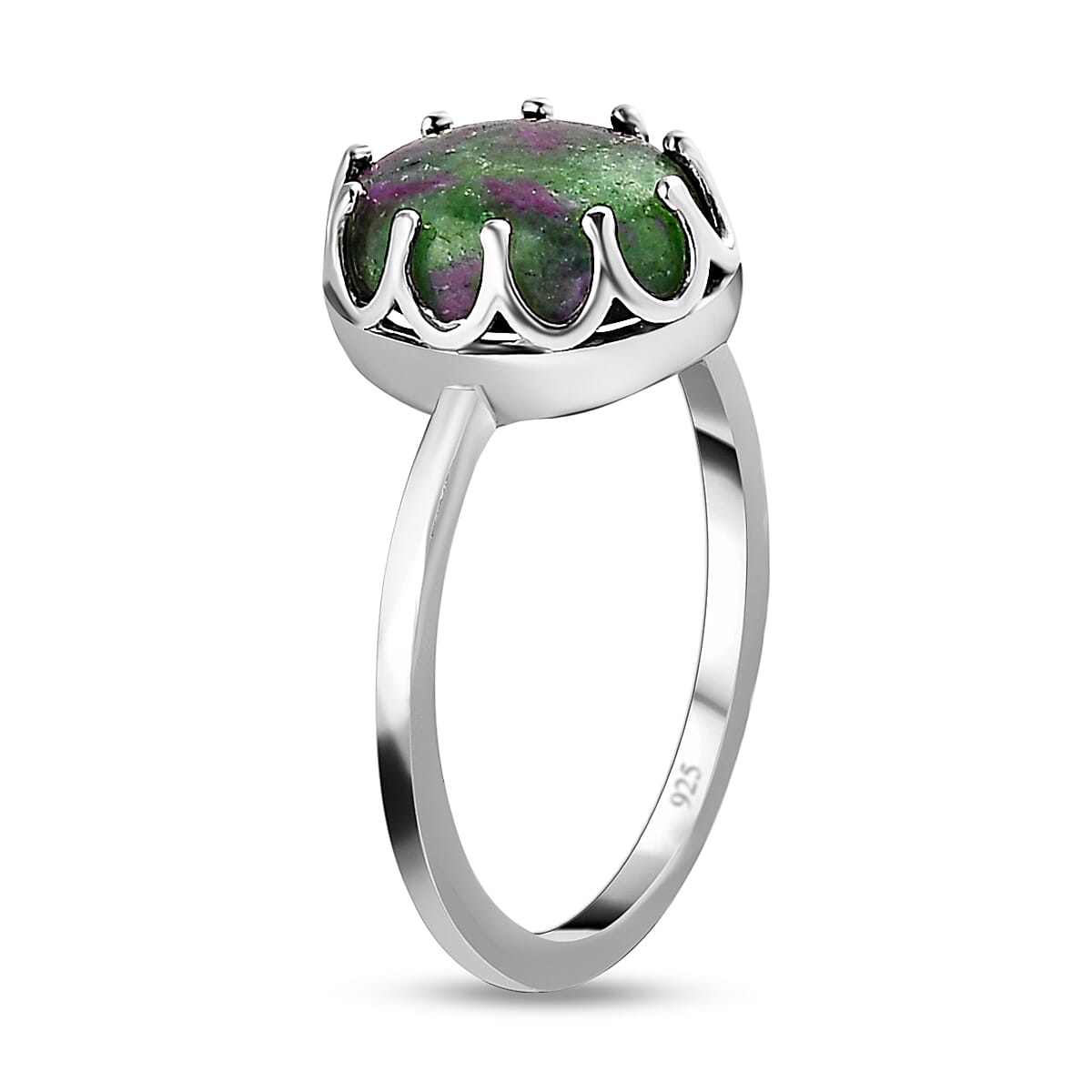 Ruby Zoisite Ring in Platinum Overlay Sterling Silver 3.88 Ct.