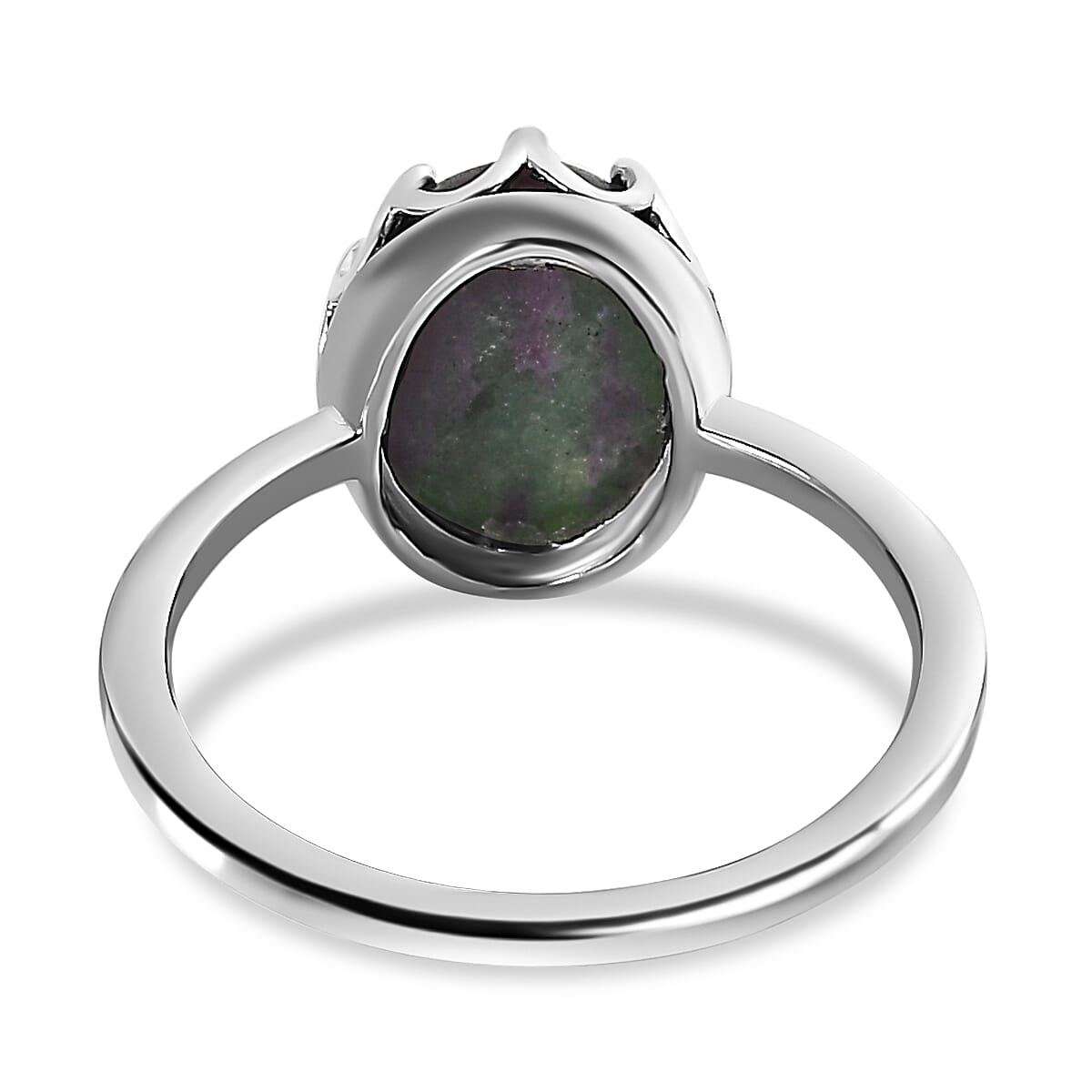 Ruby Zoisite Ring in Platinum Overlay Sterling Silver 3.88 Ct.
