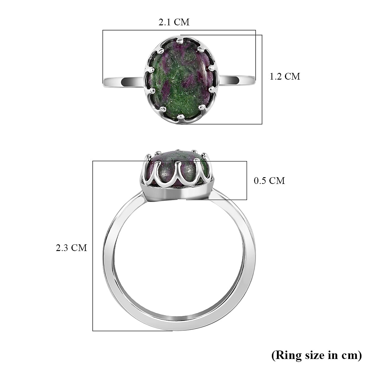 Ruby Zoisite Ring in Platinum Overlay Sterling Silver 3.88 Ct.