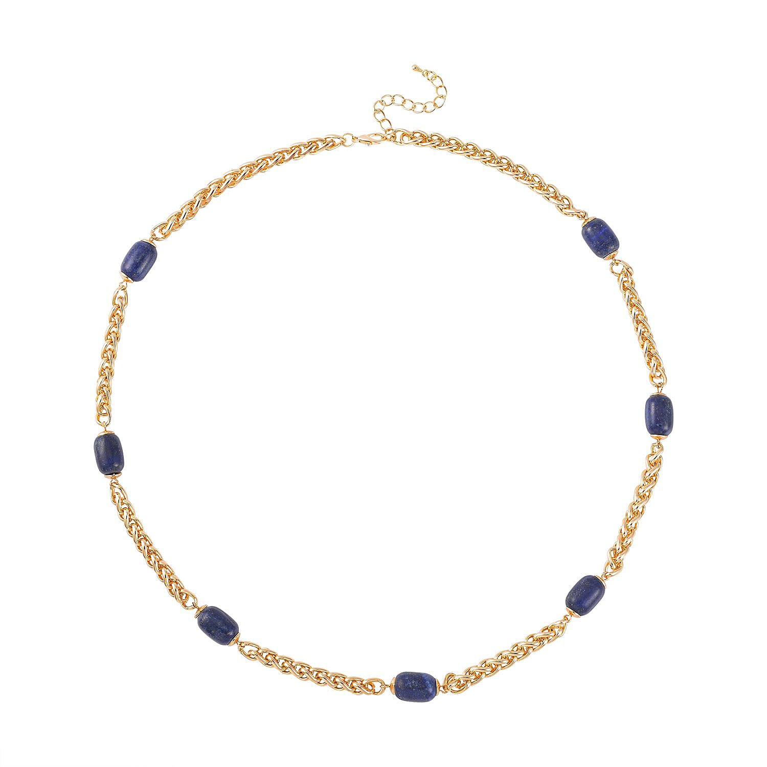 Spiga Link Lapis Lazuli Station Necklace (Size 24) 30.00 Ct.