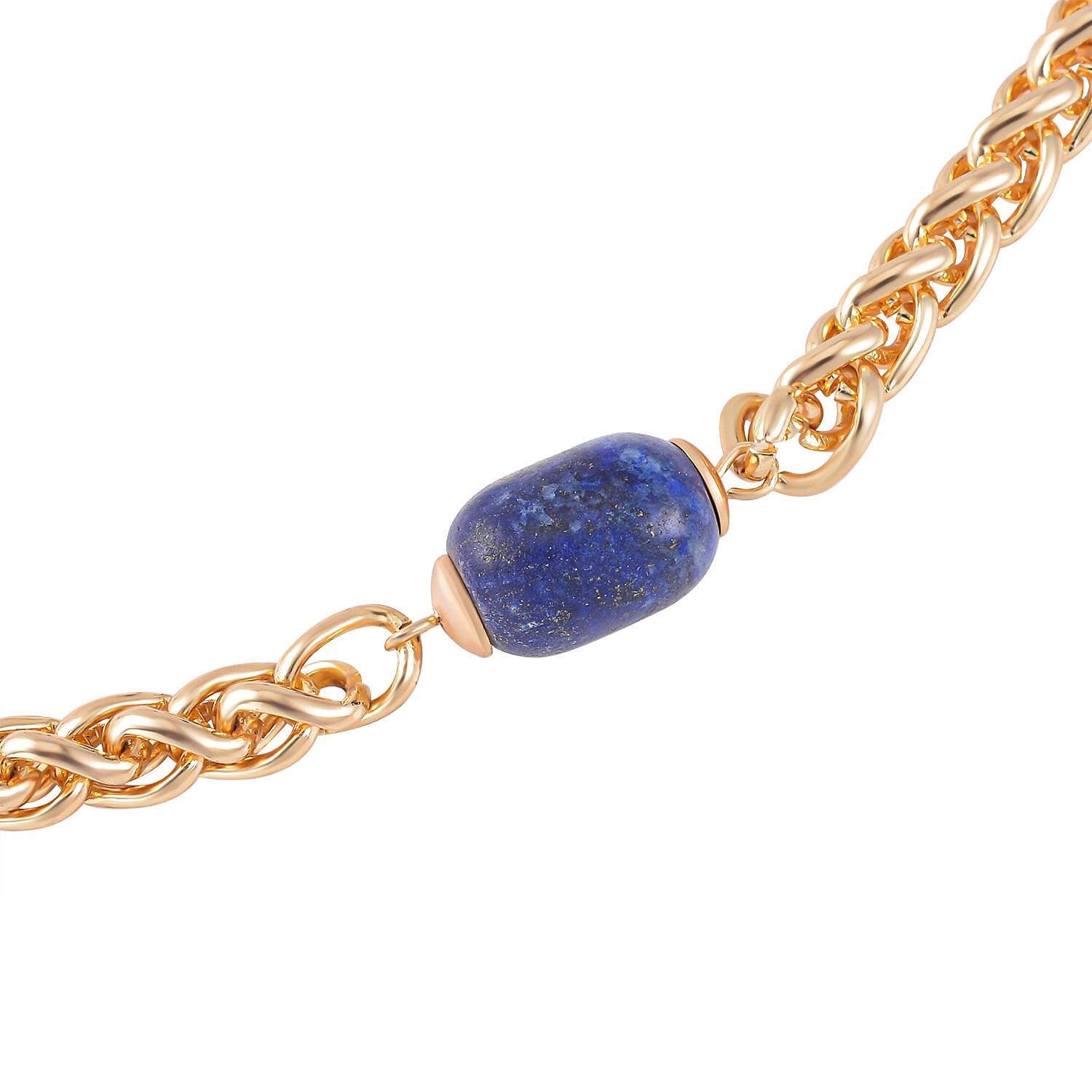 Spiga Link Lapis Lazuli Station Necklace (Size 24) 30.00 Ct.