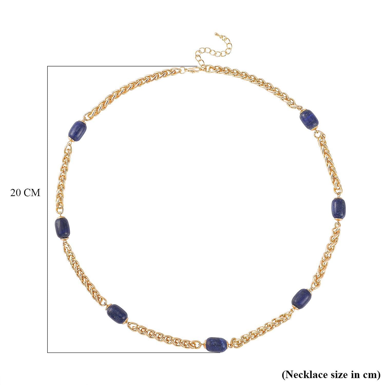Spiga Link Lapis Lazuli Station Necklace (Size 24) 30.00 Ct.