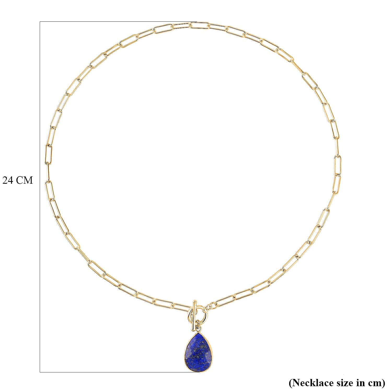 Designer Inspired Paper Clip Link Lapis Lazuli Necklace (Size - 24)  22.00 Ct.