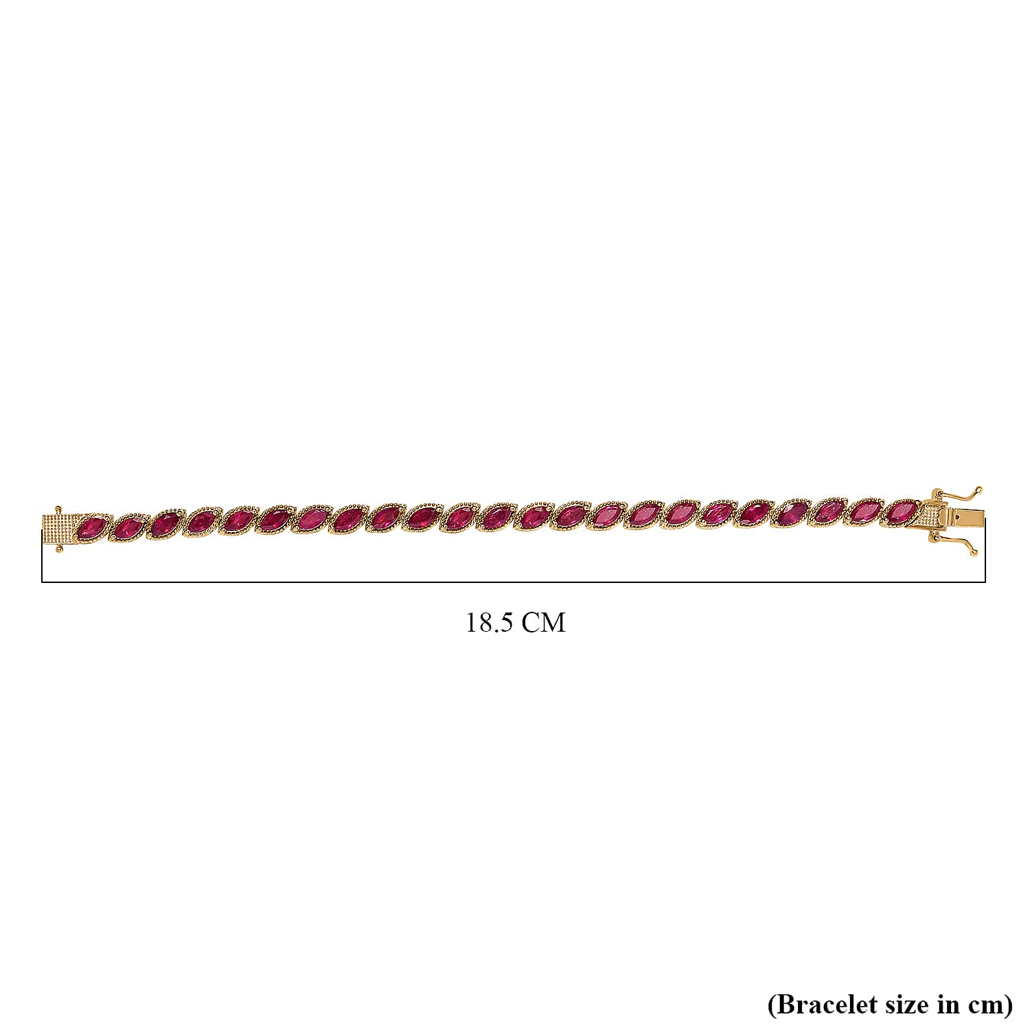African Ruby Link Tennis Bracelet (Size - 7) in 18K Yellow Gold Vermeil Plated Sterling Silver 12.05 Ct, Silver Wt. 12.32 Gms