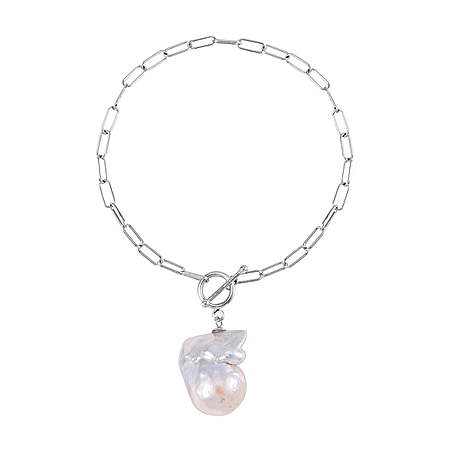 Limited Edition- AAA Baroque Pearl Bracelet (Size - 7) with T-Bar Clasp in Sterling Silver,