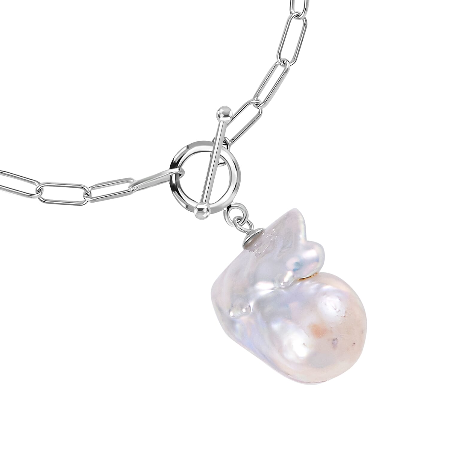 Limited Edition- AAA Baroque Pearl Bracelet (Size - 8) with T-Bar Clasp in Sterling Silver,