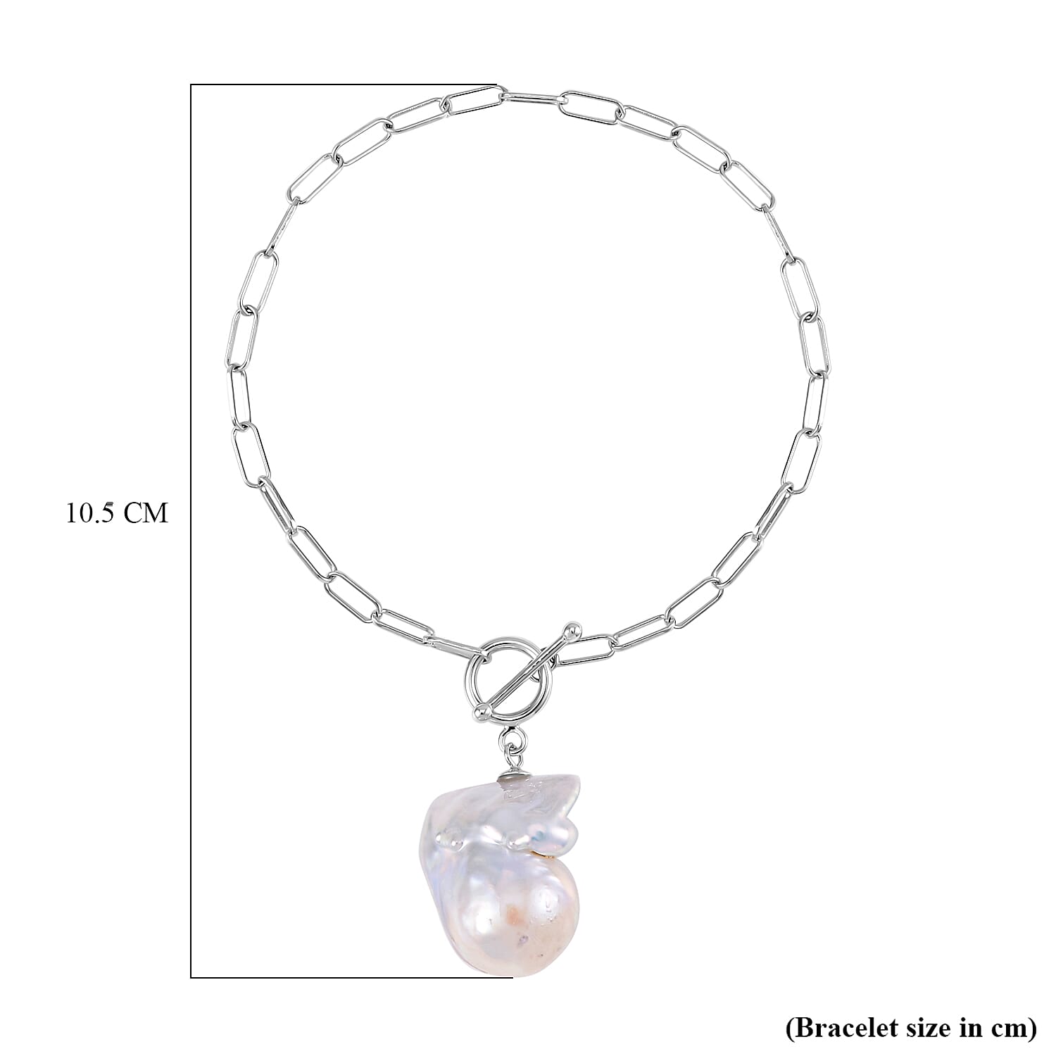 Limited Edition- AAA Baroque Pearl Bracelet (Size - 8) with T-Bar Clasp in Sterling Silver,