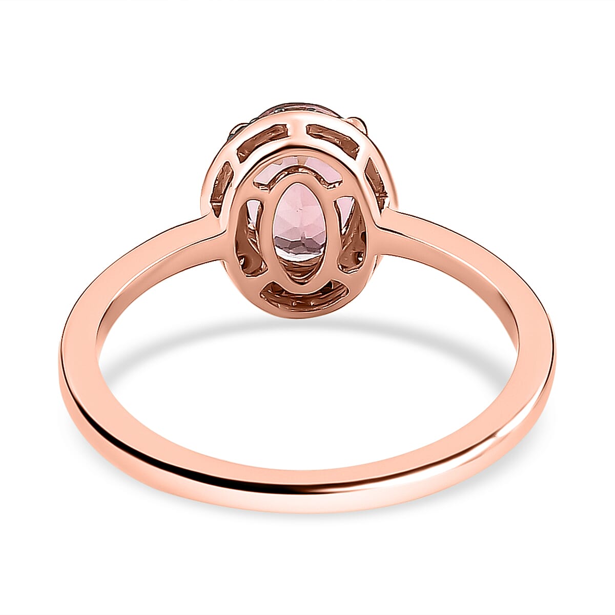 14K Rose Gold Blush Tourmaline & Champagne Diamond Ring 1.10 Ct.