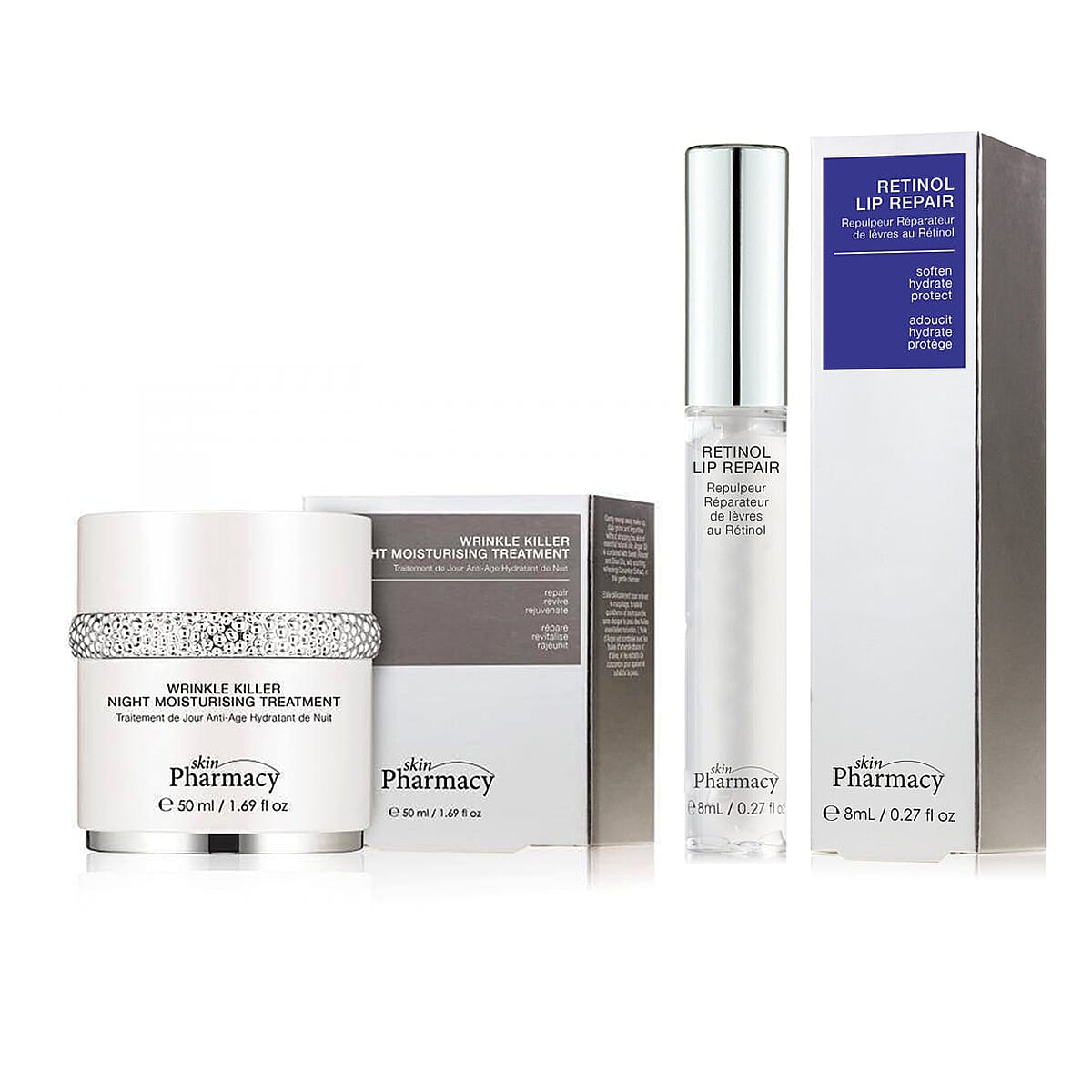 Skin Pharmacy Wrinkle Killer Night Moisturising Treatment 50ml - FREE Skin Pharmacy Retinol Lip Repair 8ml