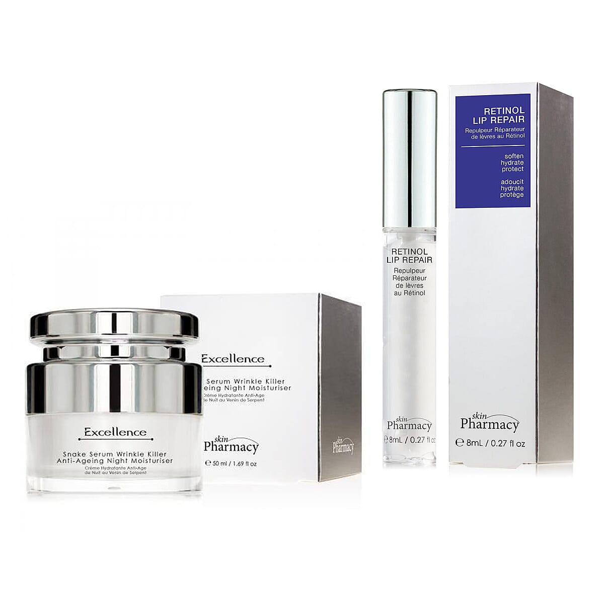 Skin Pharmacy Excellence Bee Venom Anti-Ageing Night Moisturiser 50ml -FREE Skin Pharmacy Retinol Lip Repair 8ml