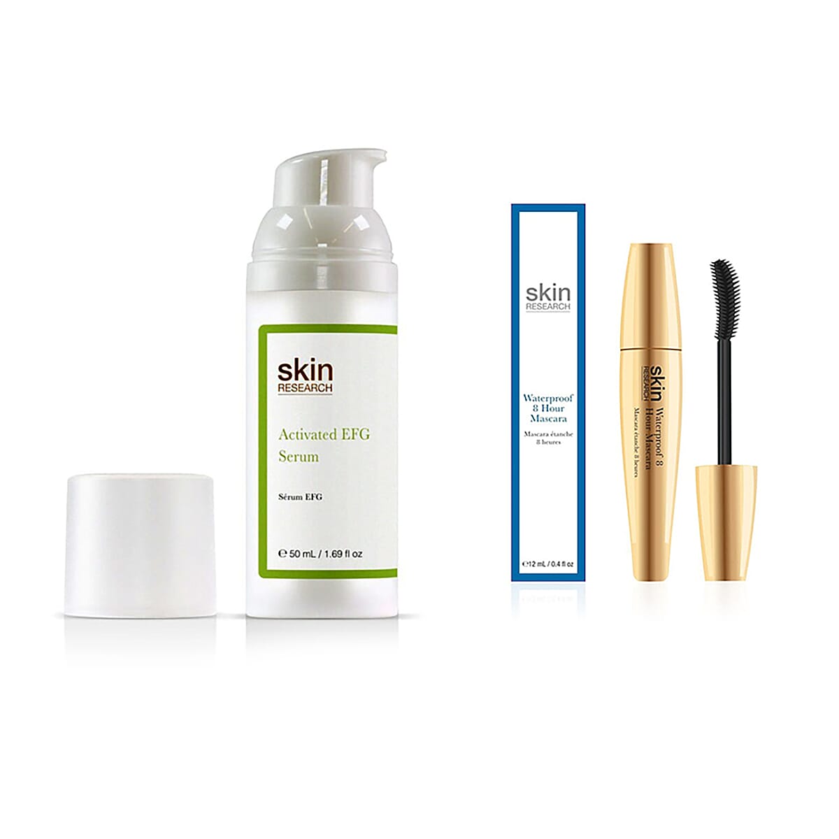 Skin Research Activated EGF Serum 50ml - FREE Skin Research Waterproof 8 Hour Mascara - 12ml
