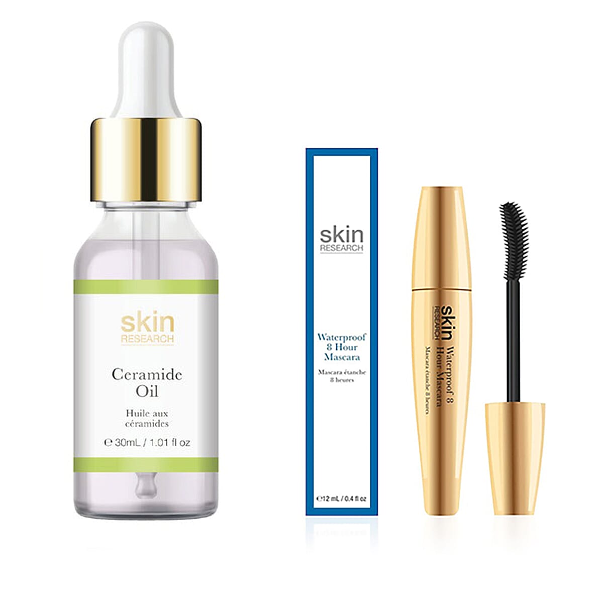 Skin Research Activated EGF Ceramide Oil 30ml - FREE Skin Research Waterproof 8 Hour Mascara - 12ml