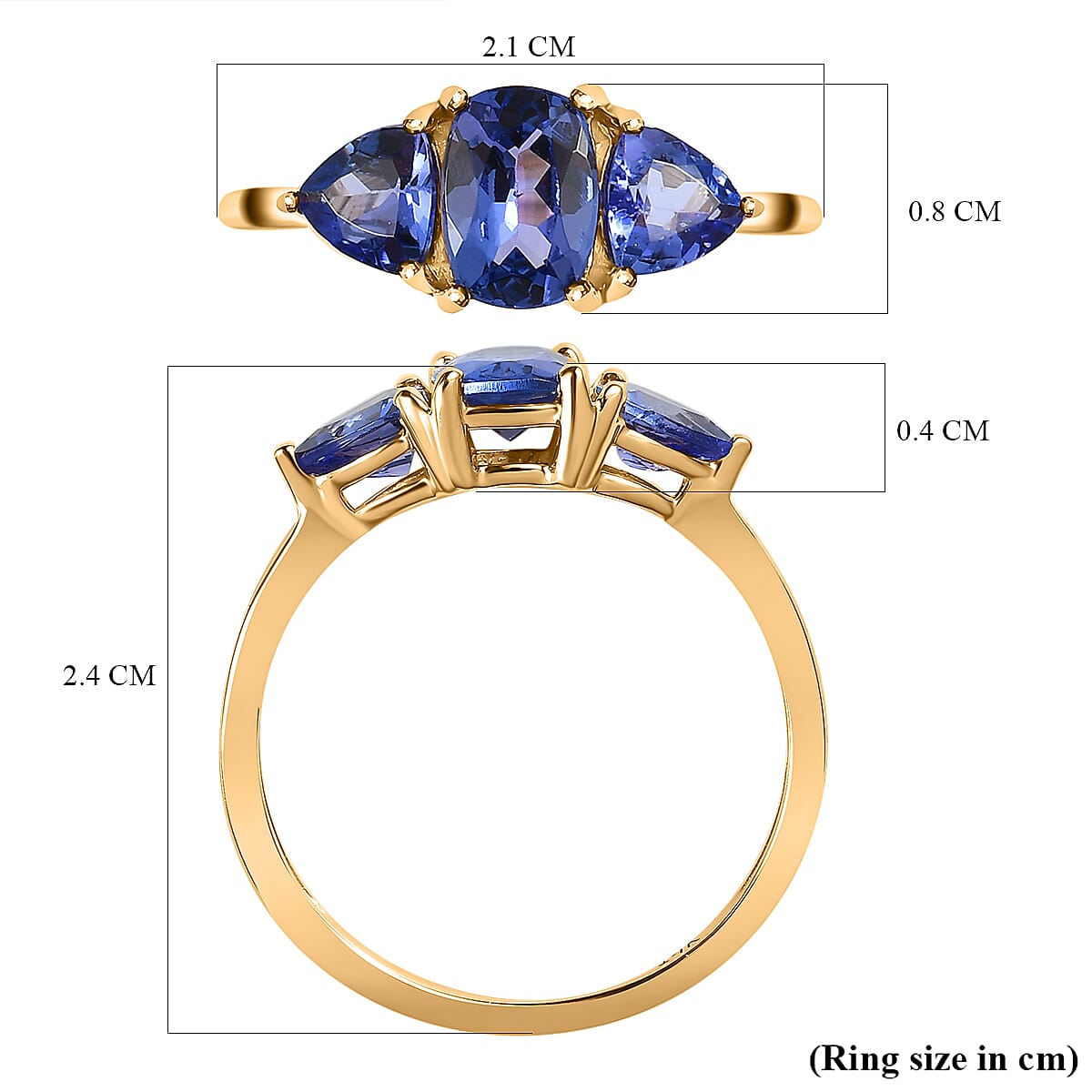 Closeout Deal - 14K Yellow Gold Premium Tanzanite Ring 1.70 Ct.