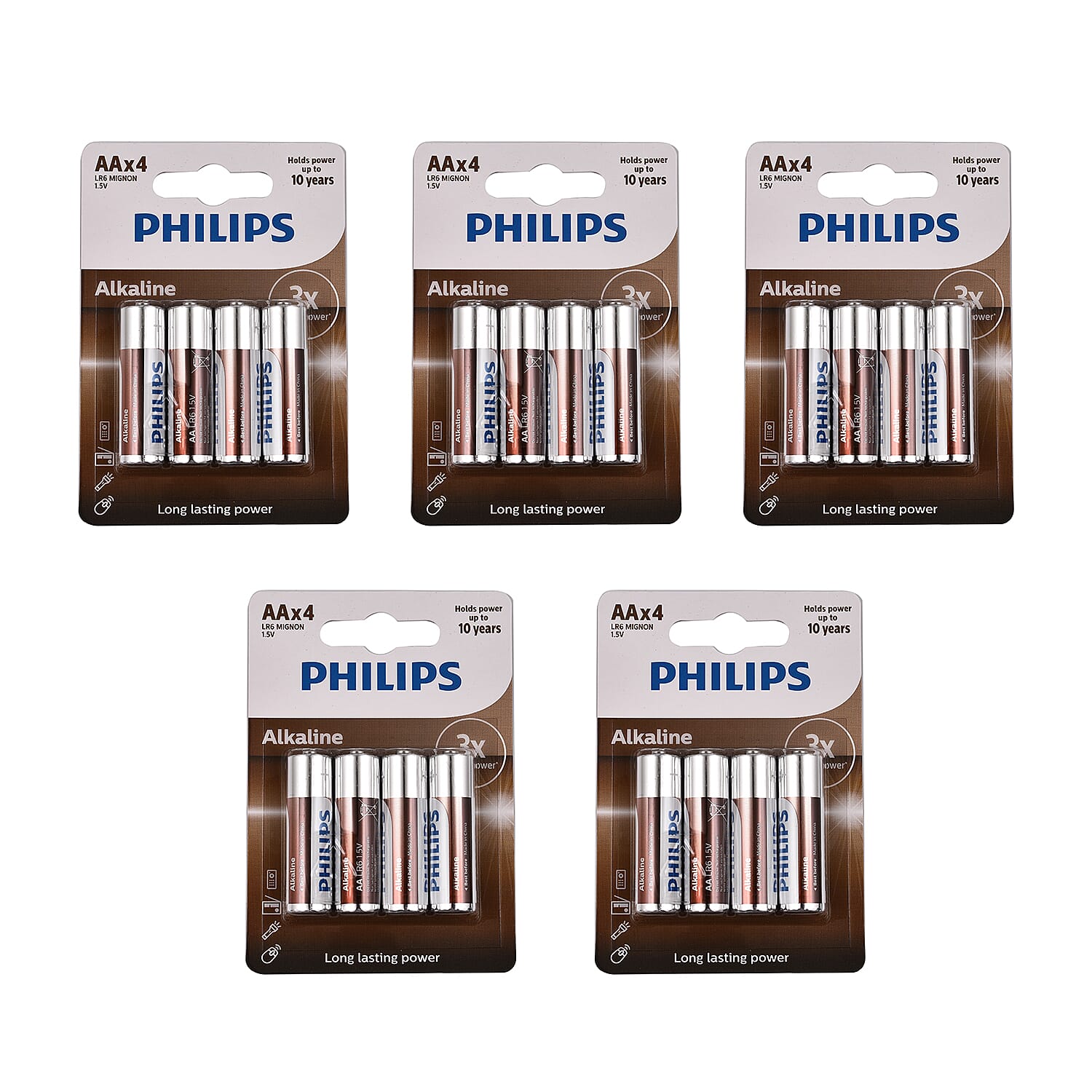 VALUE BUY - PHILIPS Set of 20 AA Alkaline Long Lasting Power Batteries (Use by Sep 2032)