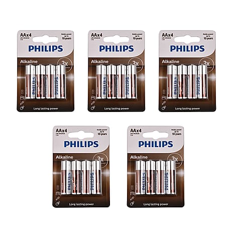 VALUE BUY - PHILIPS Set of 20 AA Alkaline Long Lasting Power Batteries (Use by Sep 2032)