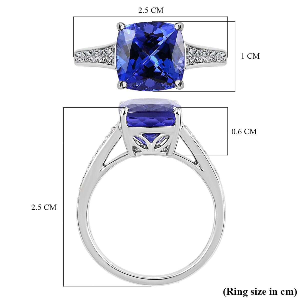 Certified and Appraised RHAPSODY 950 Platinum AAAA Tanzanite & Diamond (VS-EF) Ring 4.01 Ct, Platinum Wt. 5.33 Gms
