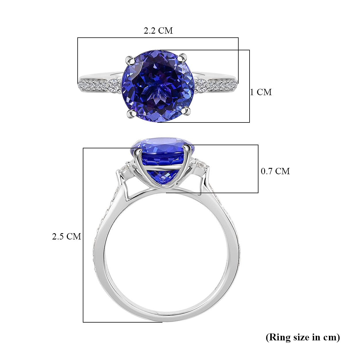 Rhapsody 950 Platinum AGI Certified AAAA Tanzanite & White Diamond (VS-EF) Ring 3.25 Ct, Platinum Wt. 4.70 Gms.