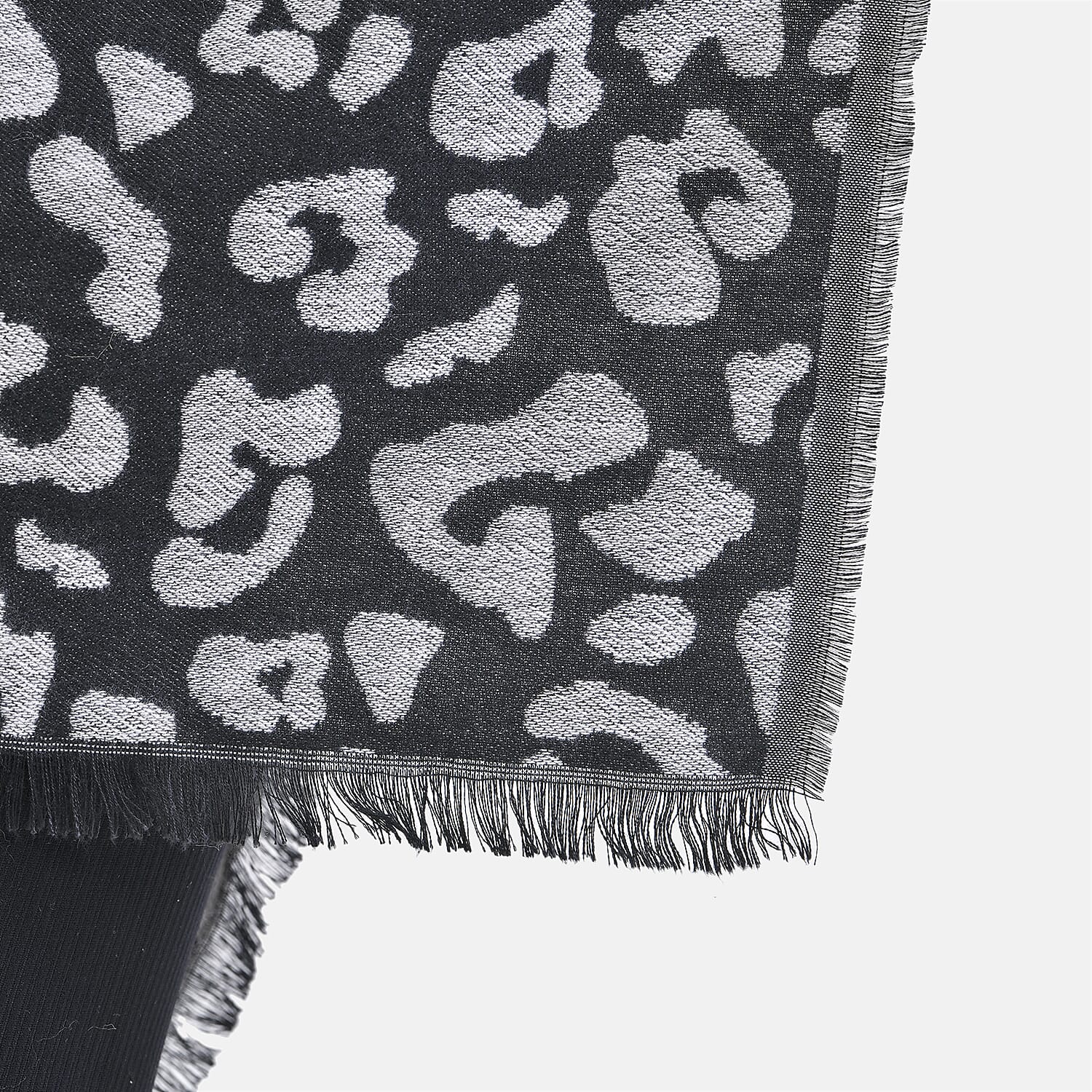 Closeout Deal - Leopard Pattern V-Neck Poncho (One Size) - Black