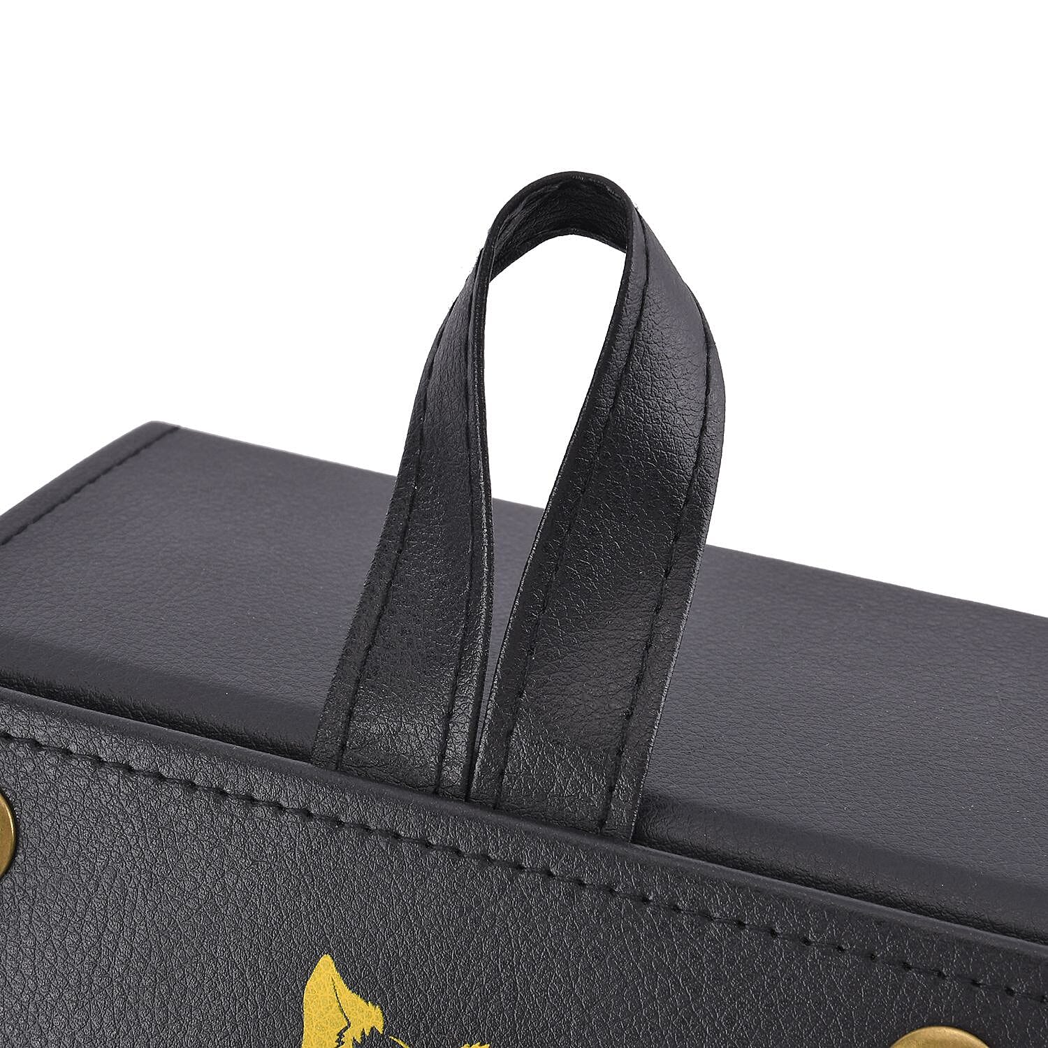 Dog Pattern Velvet Travel Organizer with 5 Sunglass Slots  - Black & Yellow