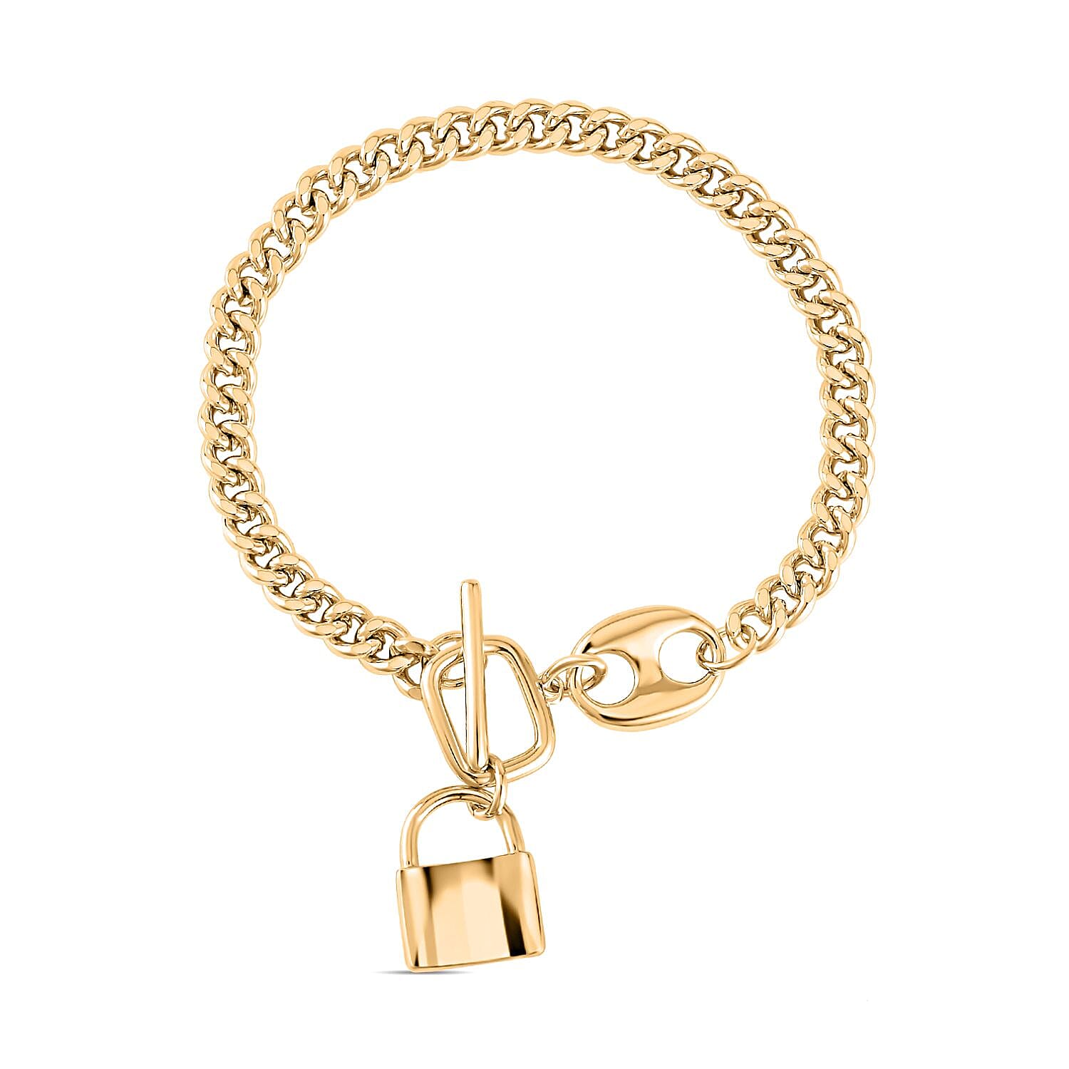 Designer Bracelet Gold Tone (Size 7.5) with T-Bar Clasp