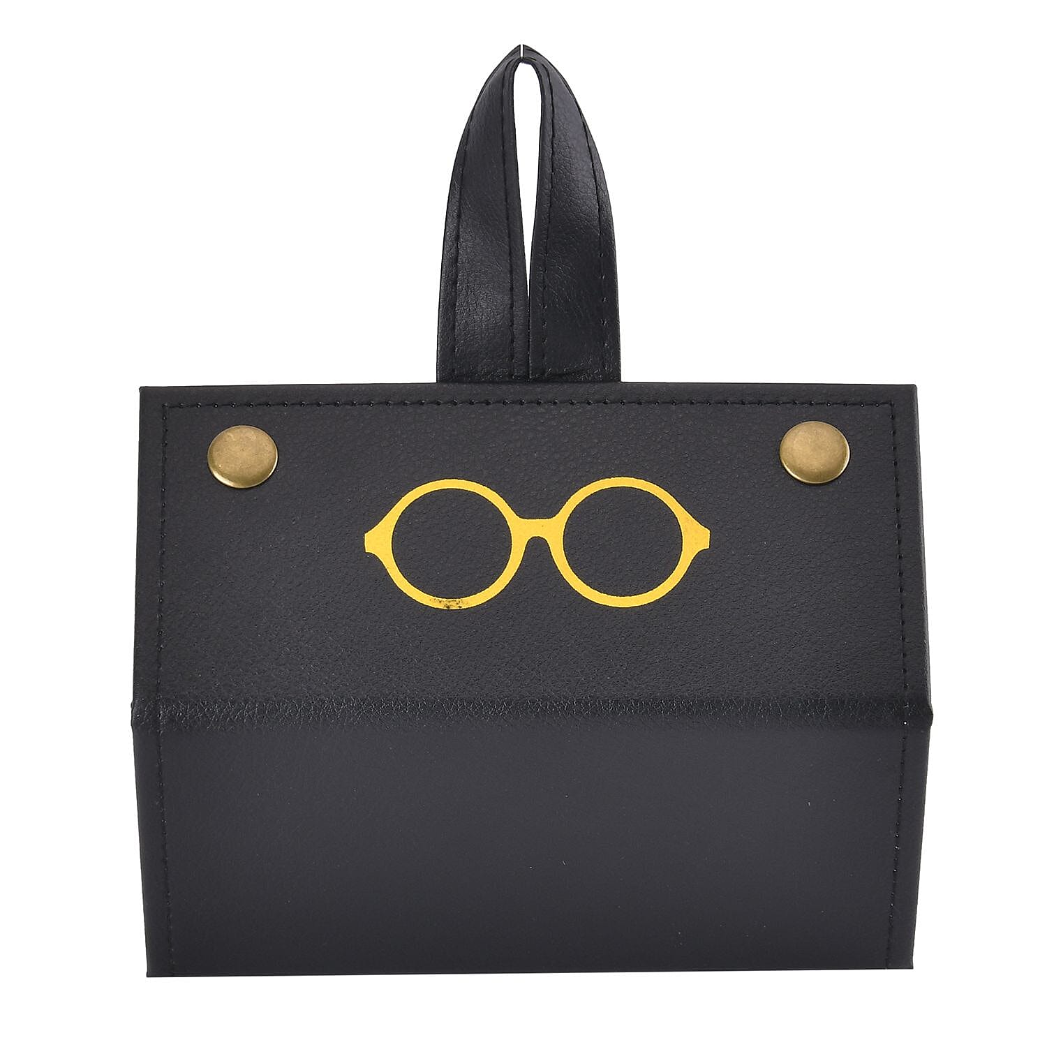 Sunglass Pattern Velvet Travel Organizer with 5 Sunglass Slots  - Black - Yellow