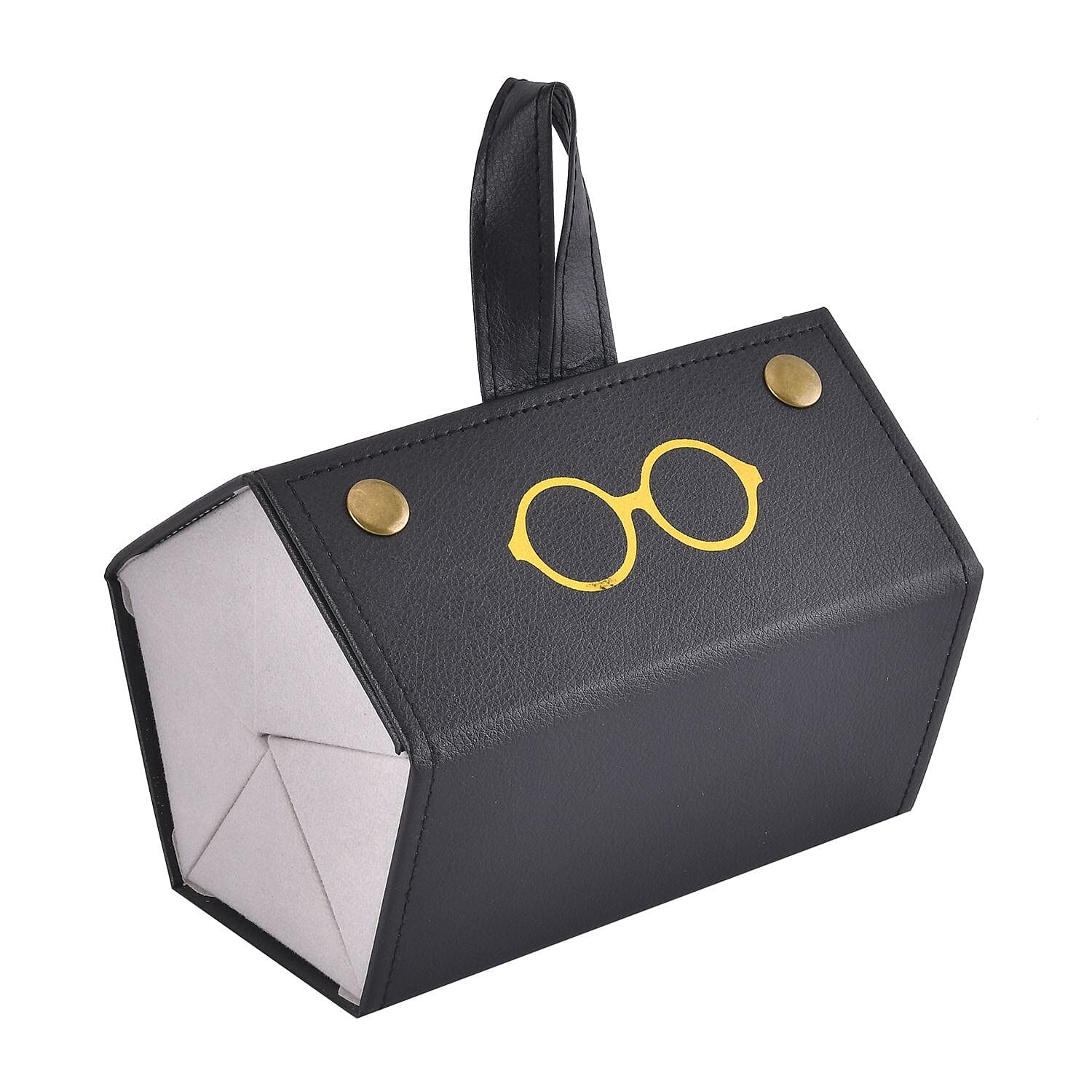 Sunglass Pattern Velvet Travel Organizer with 5 Sunglass Slots  - Black - Yellow