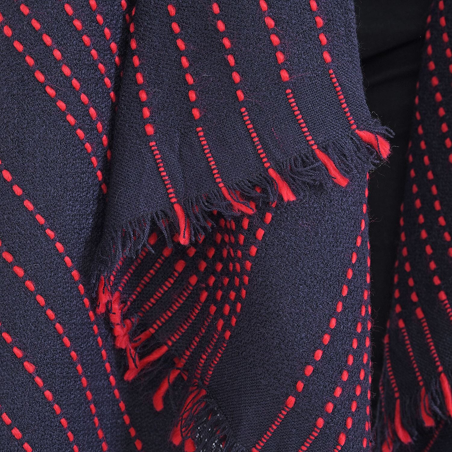 Closeout Deal Printed Poncho (One Size) - Red