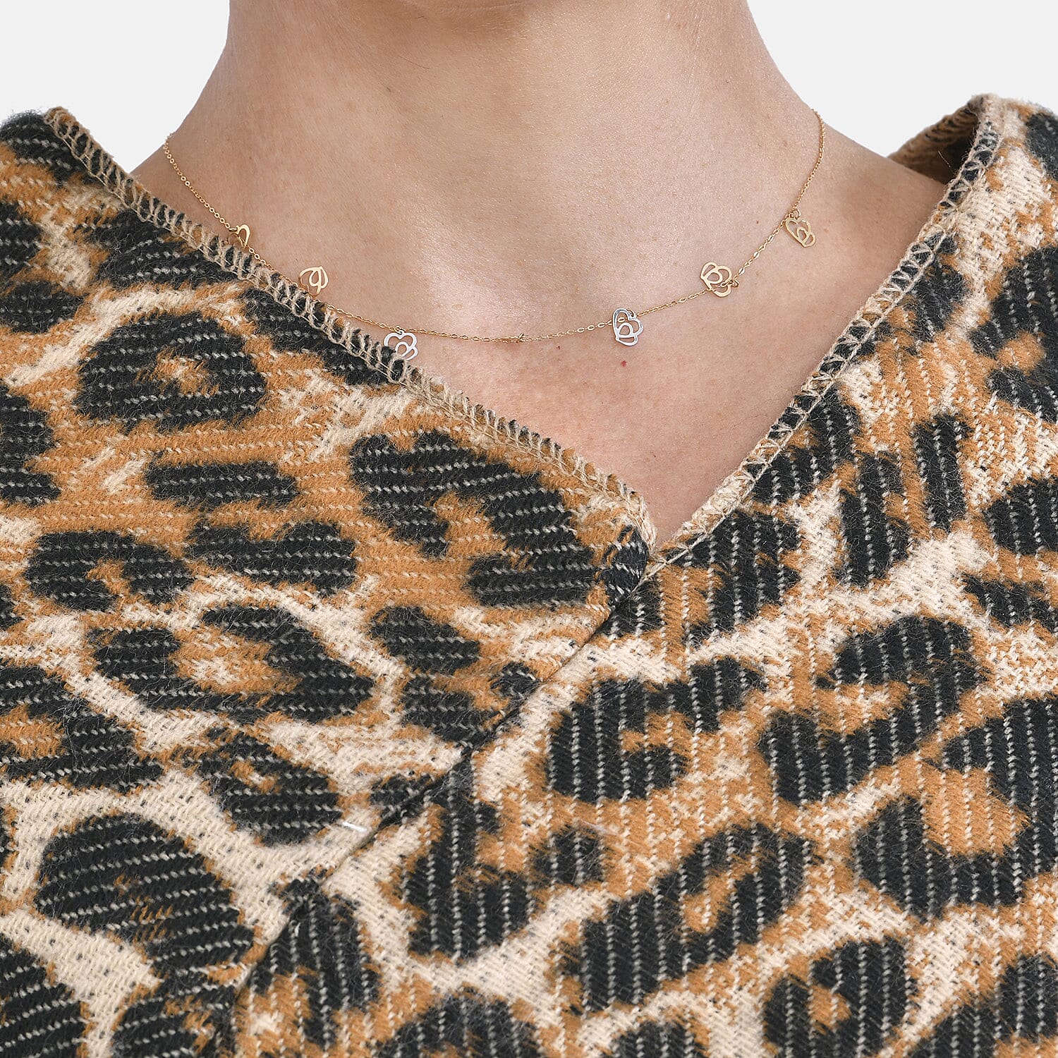 Closeout Deal - Leopard Pattern V-Neck Poncho (One Size) - Beige
