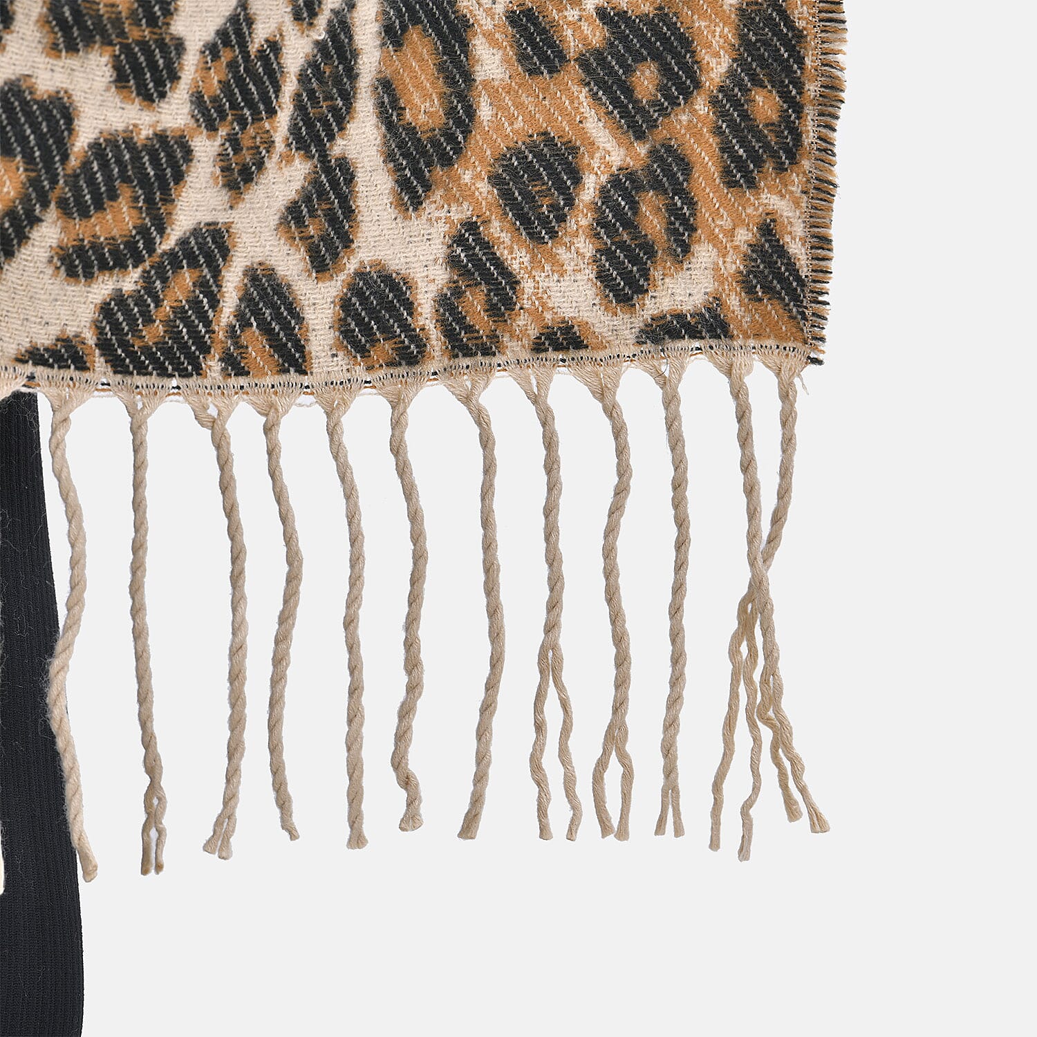 Closeout Deal - Leopard Pattern V-Neck Poncho (One Size) - Beige