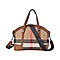 Plaid Pattern Medium Tote Bag with Detachable Shoulder Strap - Burgundy