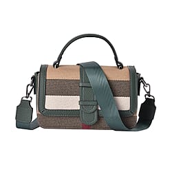 Closeout Deal Plaid Pattern Crossbody Bag with Detachable Strap - Green - (22.5x6x13cm)