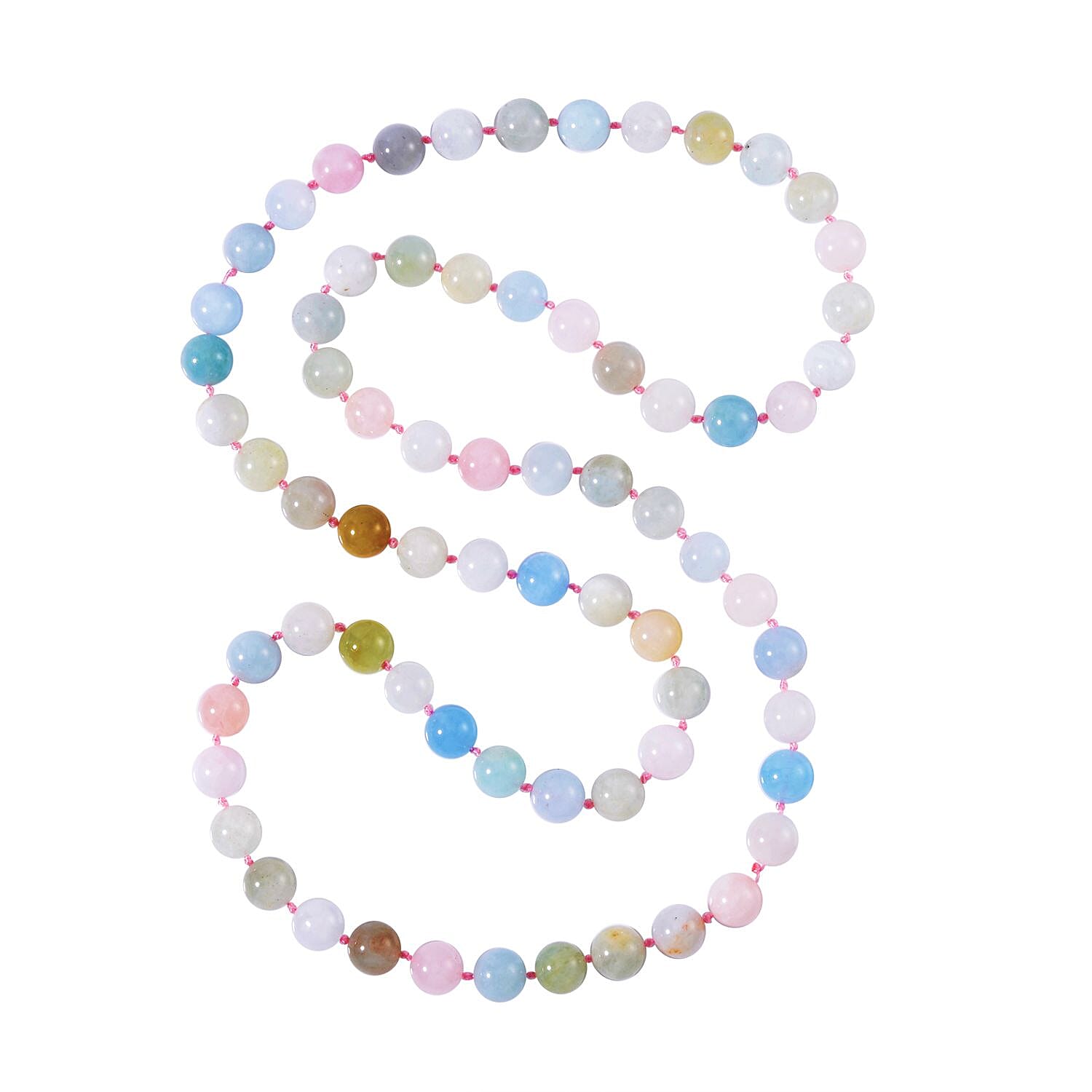 Gem Treasure- AAA Rare Size (10mm) Multi Beryl Necklace (Size - 30) 475 Ct.