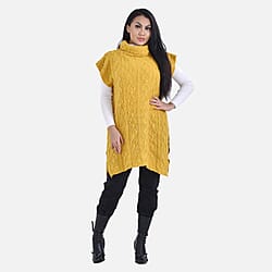 Knitted Rolled Neck Tabard (One Size) - Grey