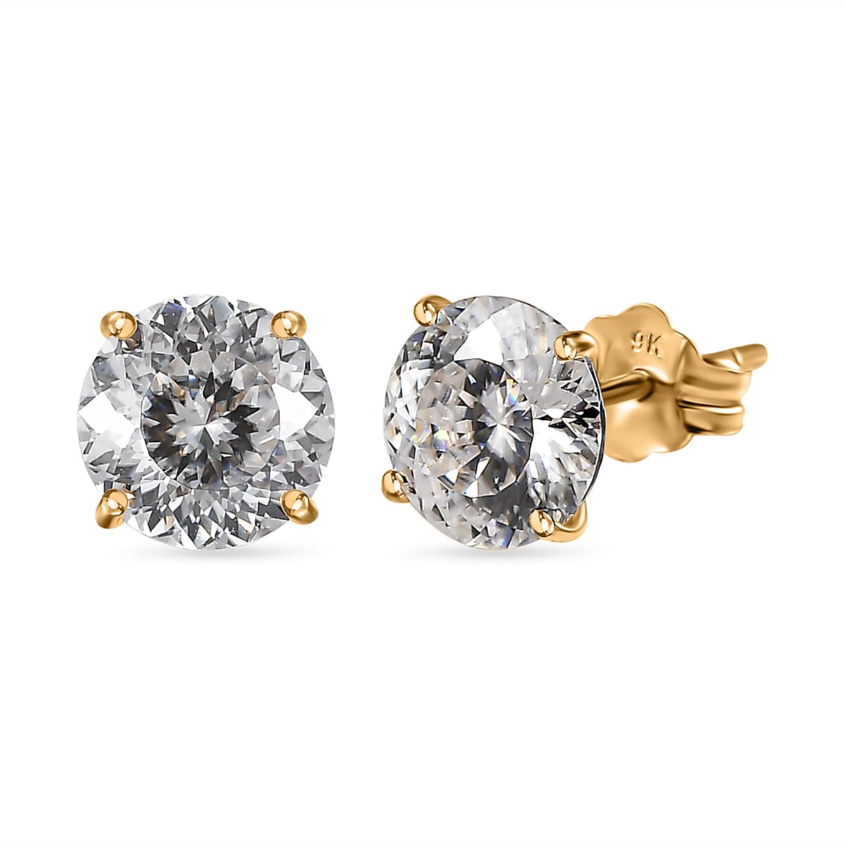9K Yellow Gold Moissanite Stud Solitaire Earrings 1.60 Ct.