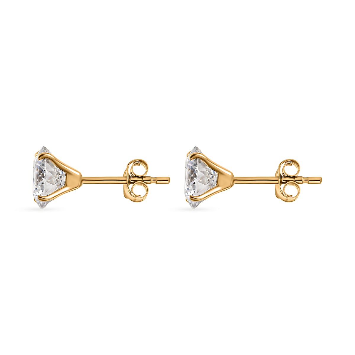 9K Yellow Gold Moissanite Stud Solitaire Earrings 1.60 Ct.