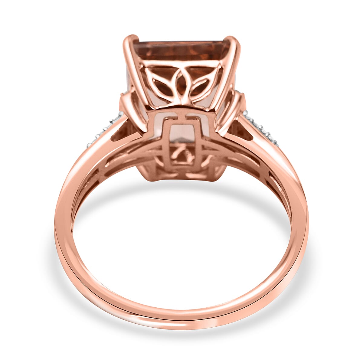 14K Rose Gold AAA Morganite, Pink Diamond & White Diamond Ring 4.17 Ct