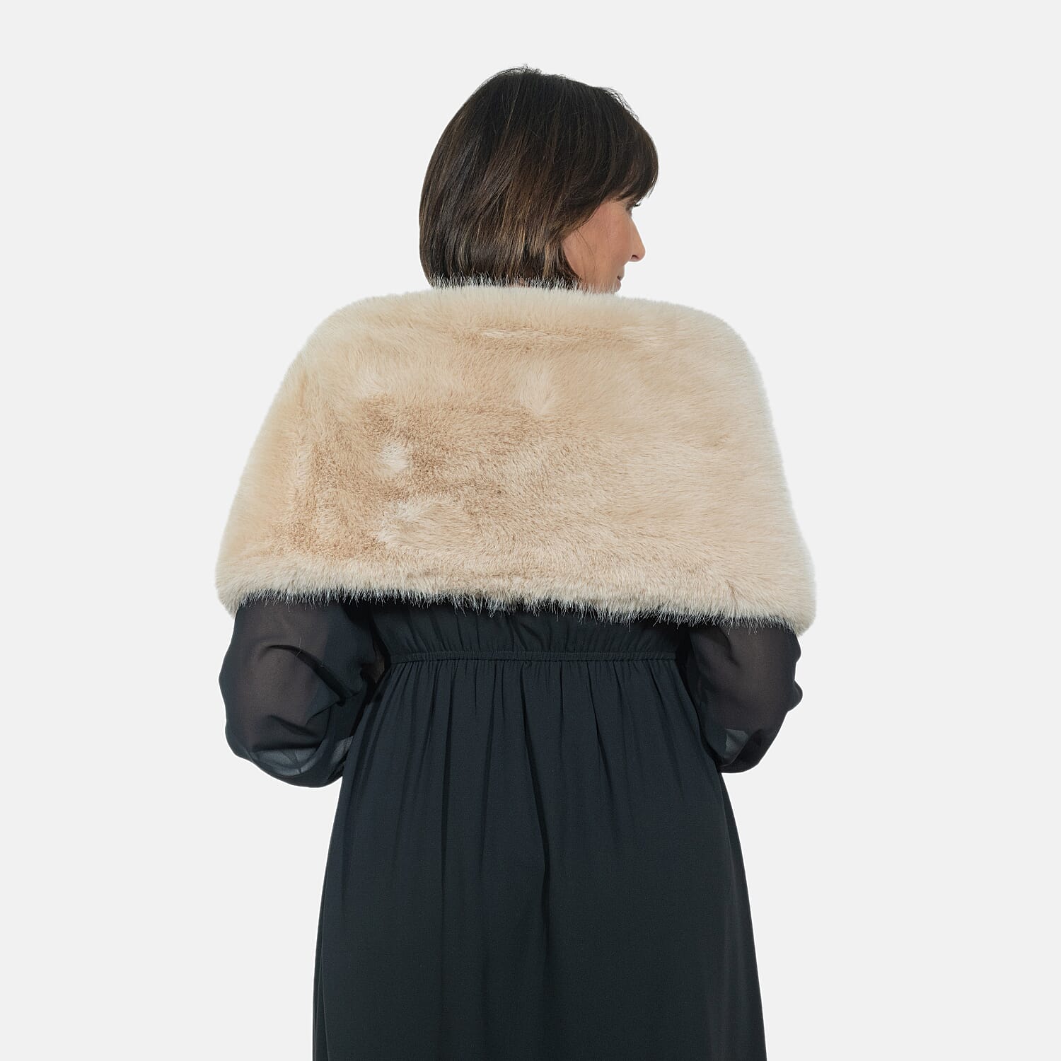 Closeout Deal - Faux Fur Wrap (Size 160x30 cm) - Beige