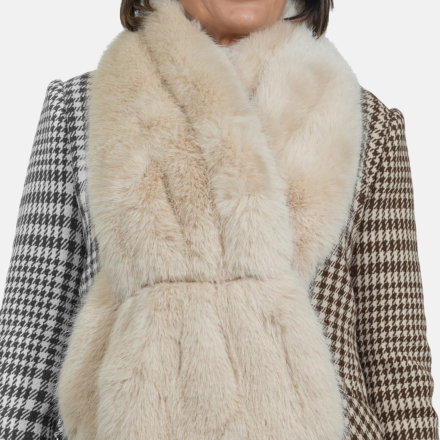 Closeout Deal - Faux Fur Wrap (Size 160x30 cm) - Beige
