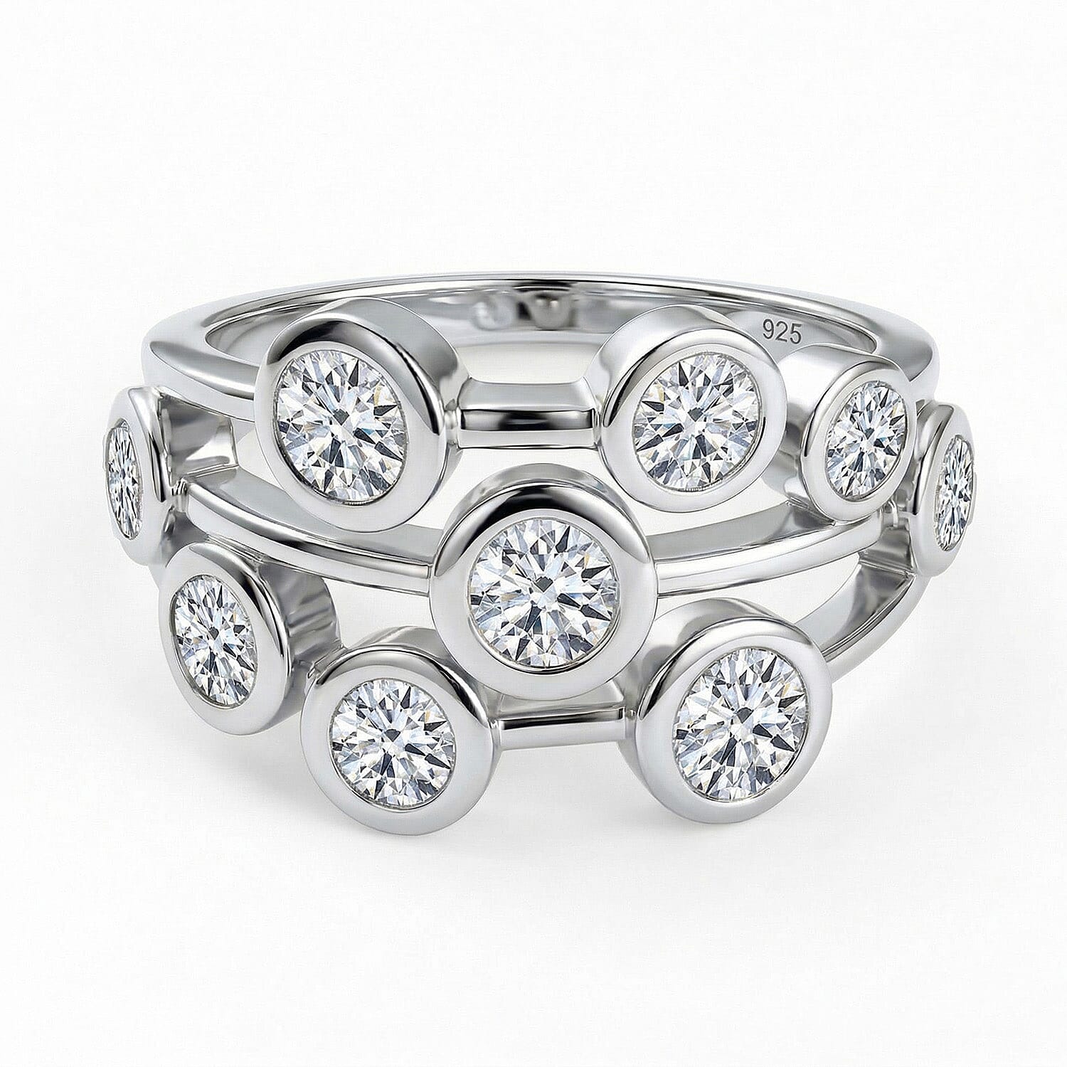 Moissanite Bubble Ring in Sterling Silver