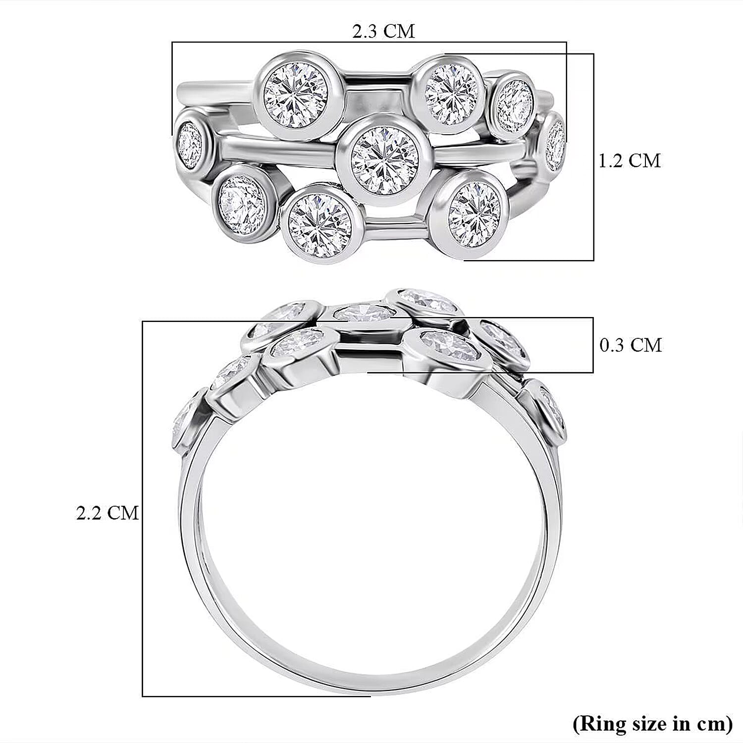 Moissanite Bubble Ring in Sterling Silver