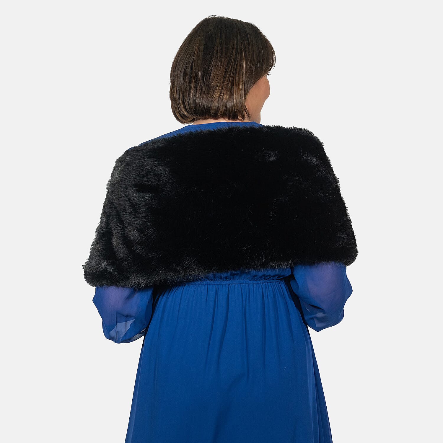 Closeout Deal - Faux Fur Wrap (Size 160x30 cm) - Black